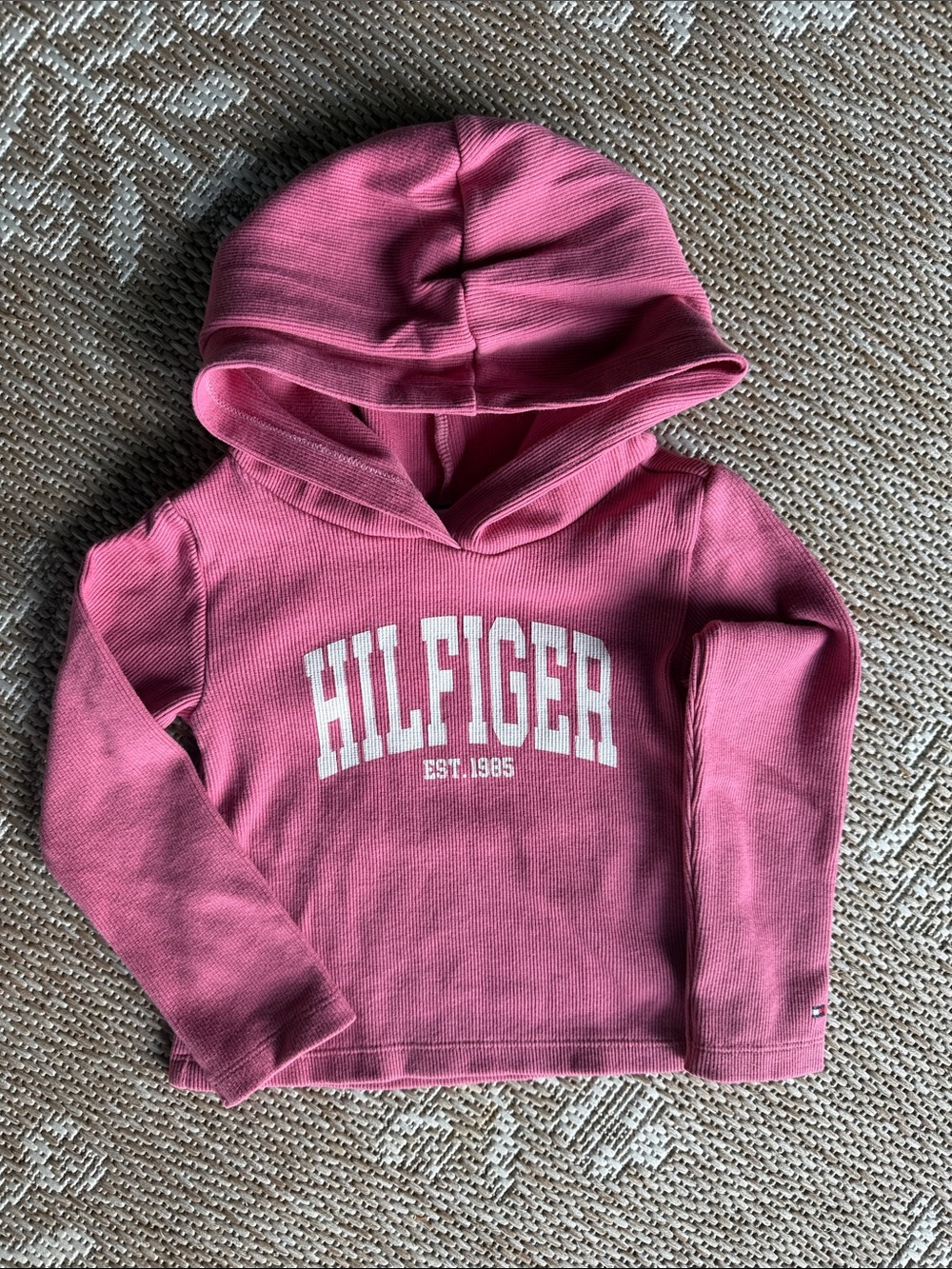 Tommy Hilfiger Girls' Rose Pink Hooded Sweatshirt with Hilfiger Logo